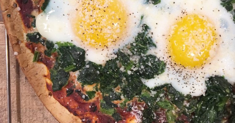 Spinach and Egg Breakfast Pizza