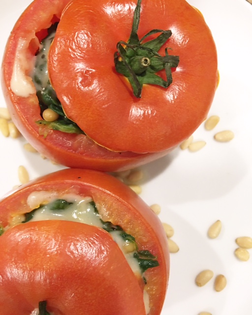 Roasted Spinach and Pine Nut Tomatoes