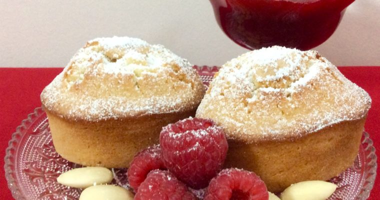 Almond Friands and Raspberry Coulis